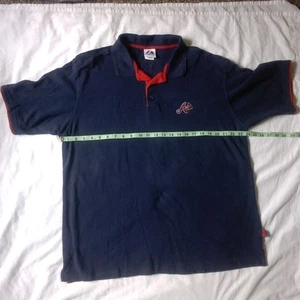 Atlanta Braves Polo Mens XL  Blue W/Red Accents Tomahawk Logo Short Sleeve - Picture 1 of 12