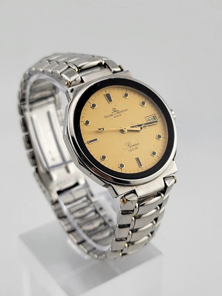 Reloj Baume Mercier Riviera Vintage Caja Octogonal Plateado Acero Inoxidable Foto 1 de 4