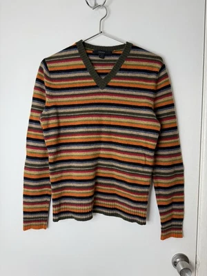 Express multicolor striped V-neck lambswool sweater S - Image 1 of 4