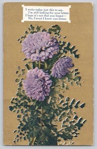 Gold Embossed Purple Chrysanthemum Postcard 1908 Michigan Postmark Flower Poem - Picture 1 of 3