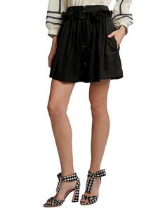 TIBI $450 Black Wool Blend High Rise Paper Bag Shorts UK 4-6 US 0-2 XXS BNWT - Picture 1 of 22
