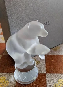LALIQUE MOTIF OURS POLAIRE BALOU POLAR BEAR CIRCUS GLASS CRYSTAL FIGURINE - Picture 1 of 7