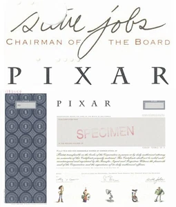 PIXAR - Owned by Disney Now - Steve Jobs Signature Printed - 2005 dated Specimen - Picture 1 of 1