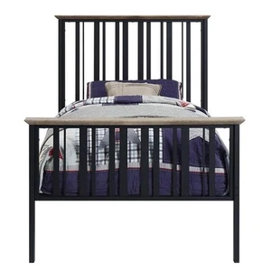 ACME Furniture Zudora Wood and Metal Twin Bed in Antique Oak/Black - Picture 1 of 4