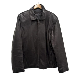 Jhane Barnes Genuine Leather Jacket Black Size 44 - Picture 1 of 12