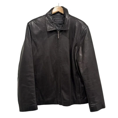 Jhane Barnes Genuine Leather Jacket Black Size 44 - Image 1 of 4