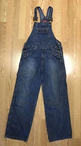 Vintage Faded Glory Blue Denim Overalls Kids Size 16 Pockets Belt Loops - Picture 1 of 8
