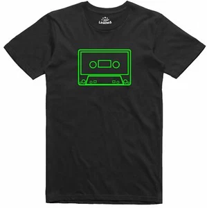 Mens T Shirt 80's Audio C90 Cassette Tape Glow In The Dark Print Retro Music   - Picture 1 of 12