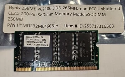 Hynix 256MB PC2100 DDR-266MHz memory module for sale, P/N: HYMD232M646C6-H - Image 1 of 2