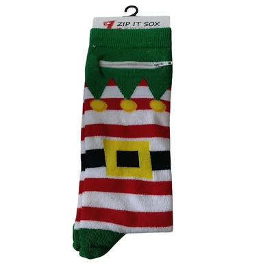 Calcetines con cremallera unisex traje de elfo de Navidad talla única para vacaciones más coloridas NUEVO Foto 1 de 4