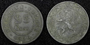 BELGIO Occupazione Tedesca Zinco 1916 25 Centesimi Emissione WWI KM# 82 (25 045) - Foto 1 di 3