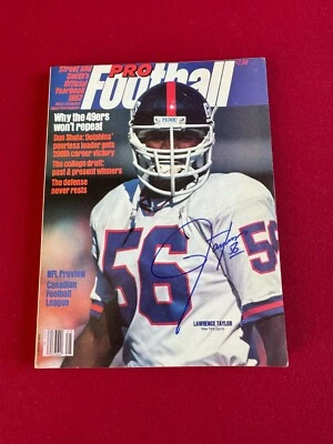 1982, Лоуренс Тейлор, «С автографом» (Beckett) FB Mag (редкий/винтажный) Giants - Изображение 1 из 2