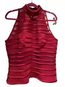 ๐๐น๐คJS Collection Red sheer Sleeveless ZipUp Top - Size 14 Mesh - Picture 1 of 9