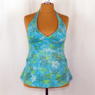 Hunkemöller Tankini Oberteil Top Größe L C-D Cup blau mit Blumen gebraucht - Bild 1 von 4