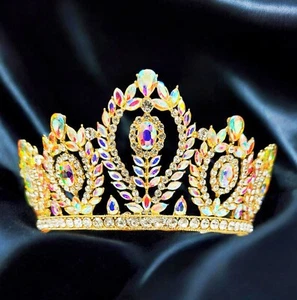 Princess Crown, Crystal Gold Crown, Beautiful Goddess Crown, Prom Headpiece - Picture 1 of 8