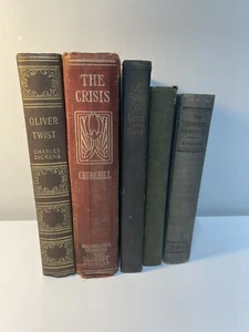 Lot (5) Old Vintage Books The Crisis, Lake English, Oliver Twist, Marmion & More - Bild 1 von 19