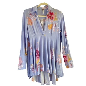 Free People Campo di Farfalle Tunica Top Donna Blusa Viola Scollo a V Piccola - Foto 1 di 7
