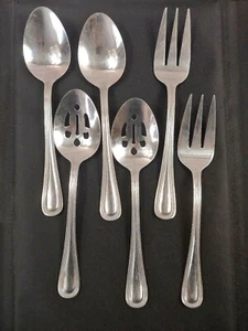 International Silver Stainless Flatware Royal Bead Set Of 6 Serving Untensils - Picture 1 of 2