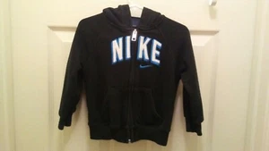 Nike Zippered Front Hoodie Black with White/Blue Lettering Size 24 Months - Picture 1 of 4