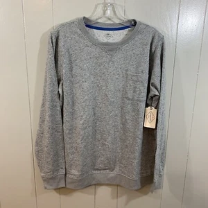St. John's Bay Gray Marled Crew Long Sleeve French Terry Basic Top XS NEW $44 - Picture 1 of 9