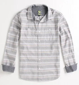 Camisa Moderna Diversión Trig Cambray Para Hombres Rayas Manga Larga Abotonada Nueva Con Etiquetas - Imagen 1 de 1