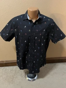 Free Planet Halloween bunte Skelette auf schwarzem SS Shirt Herren Größe L neu ohne Etikett - Bild 1 von 6