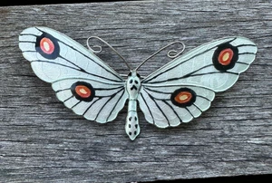 Broche mariposa Gustav Gauernack plata esterlina esmalte Noruega de colección 2432 - Imagen 1 de 7
