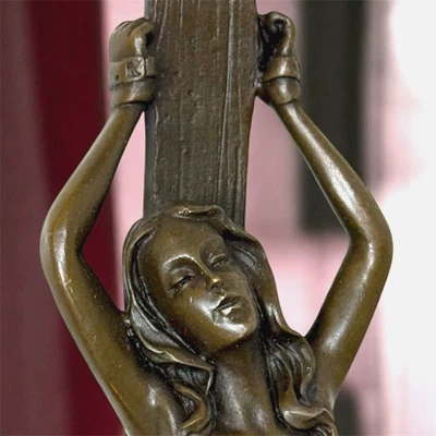 Vintage Bronze Sculpture Statue Woman Deco J.Patoue Nude Decor Handcuffed Art JB - Image 1 of 4