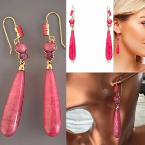 πππ Mimco Drop Rare Vapour Dangle Jade Earrings + Dust Bag - Picture 1 of 14