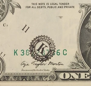 1977 $1 Federal Reserve Note ~ PMG 64 Misalignment Error Of District Overprint - Picture 1 of 3