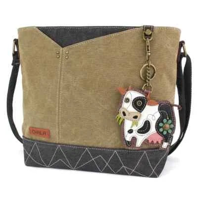 New CHALA PRISM Crossbody  Olive Green COW Coin Purse gift Canvas Medium - Image 1 of 4