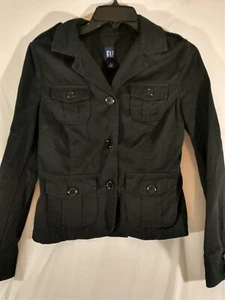 Gap Women's Jacket Black Size 4 Button Up Pockets Casual Classy - Picture 1 of 7