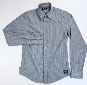 Zoo York Size Small Men's Gray Navy Stripe Long Sleeve Logo Shirt - Picture 1 of 12