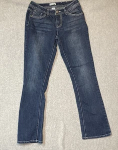 Mudd Girl's Denim Flare Jeans Size 16 Blue Button Pockets Adjustable Waist 3-8 - Picture 1 of 11