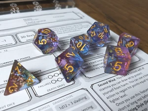 School of Enchantment Würfel - geschliffene Kante ""scharf-ish"" Würfel (7er Set) DnD Würfel - Bild 1 von 8