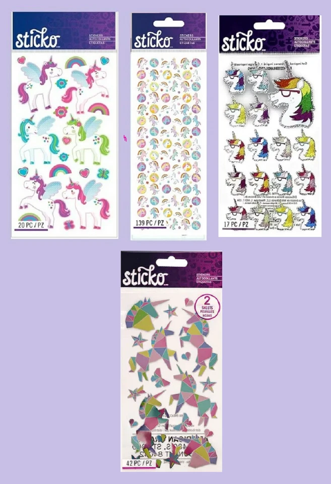 U CHOOSE Sticko UNICORNS Stickers Origami Stars Hearts Butterflies Rainbow Girls - Image 1 of 1