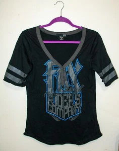 Women's The Original Fox Riders Company Large Shirt Black Gray Blue Racing - Picture 1 of 15
