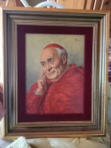 Casper Mine Original Oil Painting Listed Artist Catholic Cardinal Religious - Picture 1 of 10
