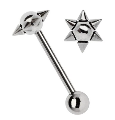 Titan Piercing Alla Lingua Staffa 1,6mm con Stella E Sfera di Chiusura A 12-22mm - Immagine 1 di 2