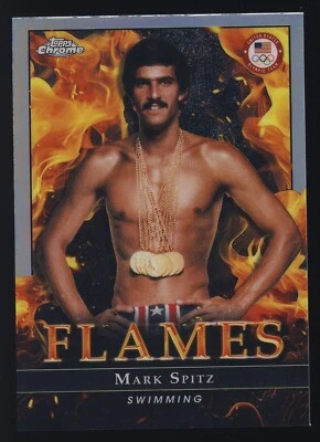 Subconjunto de inserción de llamas olímpicas cromadas Topps 2024 #F-5 Mark Spitz EE. UU. Natación Foto 1 de 2