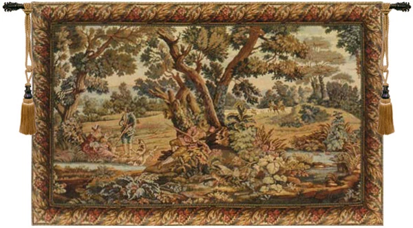 Hunters Resting Landscape Hunting Scene Italian Tapestry Wall Art Hanging (New) - Image 1 of 2