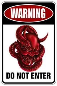 Warning Do Not Enter - Devil sign Metal funny man cave house decor N1040 - Picture 1 of 1
