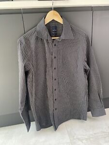 Daniel Hechter - 16" - 100% Cotton Long Sleeve Shirt Striped Grey VGC 7