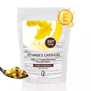VITAMINA E 267mg 400iu 250 Capsule Integratori per la Salute VITAMINE BRITANNICHE - Foto 1 di 5