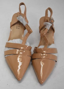 Journee Collection Jazlynn T-Strap 1-1/2" Heels Patent Faux Leather Nude Size 11 - Picture 1 of 8