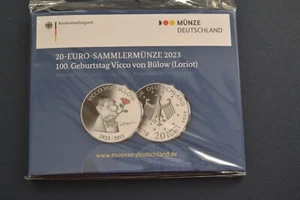 BRD 20 Euro Münze 2023 "von Bülow (Loriot)" 925er Silber Spiegelglanz/PP in OVP - Bild 1 von 2