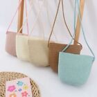 Straw Summer Pure Color Coin Purse Shoulder Bag Crossbody Bags Children Girls