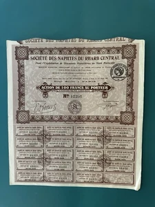 Société des Naphtes du Rharb Central (Nord Marocain)  Action de 100 F Paris 1922 - Picture 1 of 1