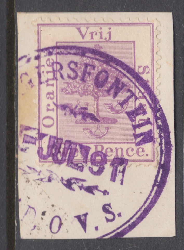 Оранжевый Free State, SG 49 б/у. 1883 2p апельсиновое дерево, фиолетовый JAGERSFONTEIN отменить - Изображение 1 из 1