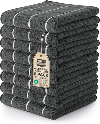 Toalhas Utopia pacote com 8 panos de lavagem conjunto, 12 por 12 polegadas, altamente absorvente e sopa - Imagem 1 de 4